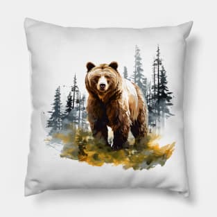 Brown Bear Forest Pillow