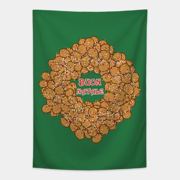 Buon Natale Italian Christmas Struffoli Ring Tapestry by Art by Deborah Camp