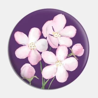 Apple blossoms, floral watercolor painting Pin