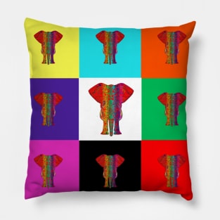 Rainbow Elephant Color Quilt Pillow