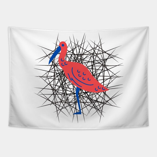 Pink bird on the nest Tapestry by LittleAna