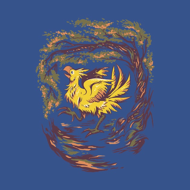 Chocobo with Blossoms by rebekie.b