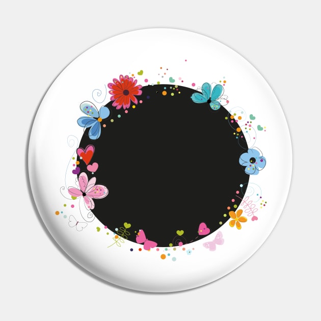 Circle black frame decorative hand drawn abstract flowers Pin by GULSENGUNEL