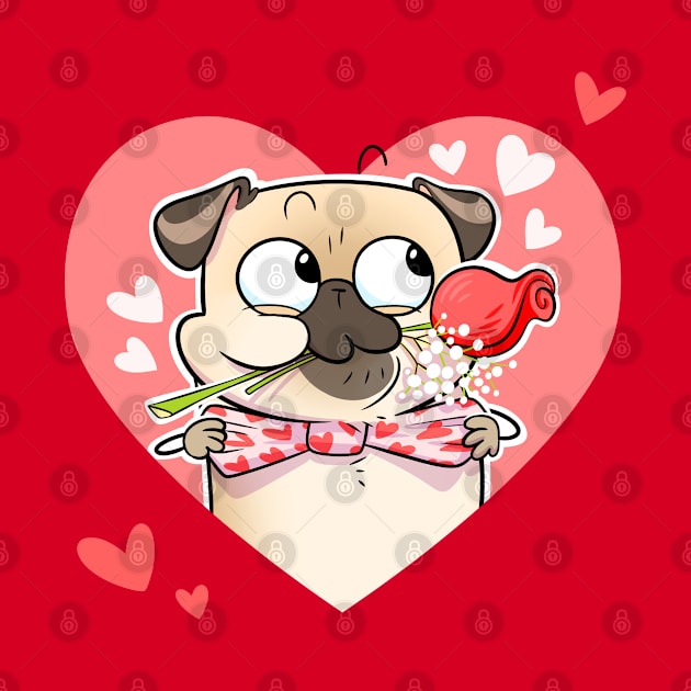 Valentine Rose - fawn pug by Inkpug