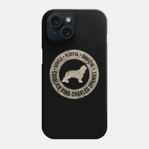 Cavalier King Charles Spaniel dog lover cool vintage style retro design Phone Case by Keleonie