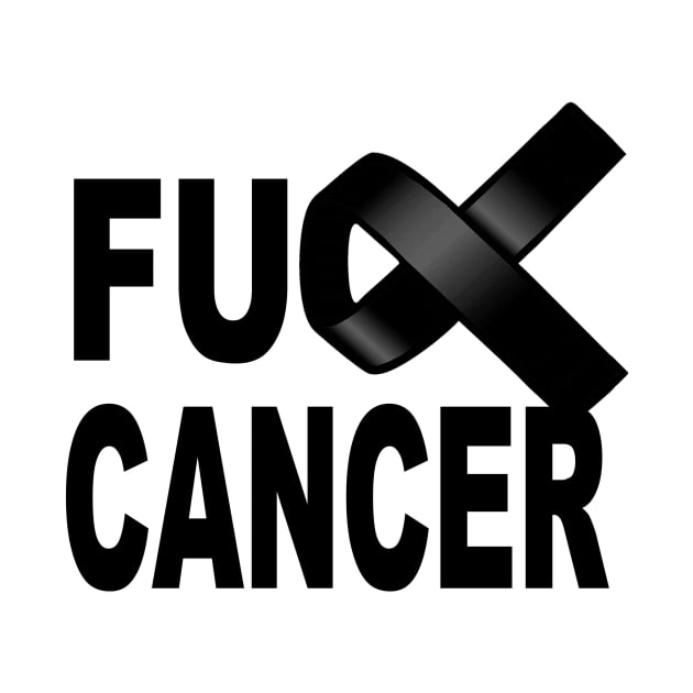 Fuck Cancer design with black ribbon for awareness and fighting disease by pickledpossums