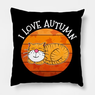 I Love Autumn Sleeping Cat Fall Thanksgiving Pillow