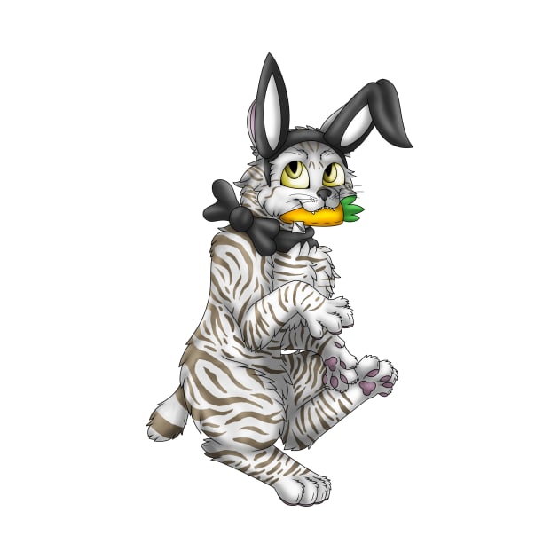 Bobtail BunnyCat: Silver-Amber Tabby (Black) by spyroid101