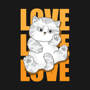 Love with cute cat typography design T-Shirt