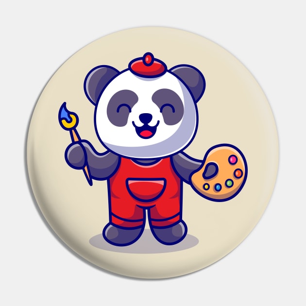 Cute Panda Painting Cartoon Pin by Catalyst Labs