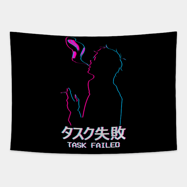 Task Failed Lofi Anime Boy Silhouette Vaporwave Tapestry by Alex21