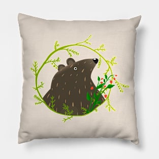 Brown Bear Wreath Pillow