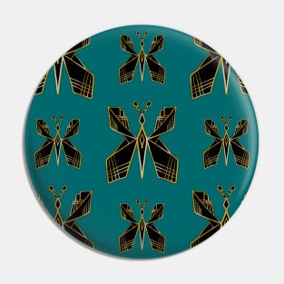 Art Deco Butterfly Print (Teal Background) Pin