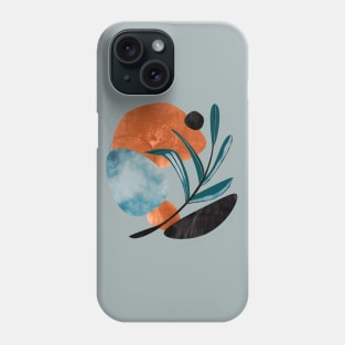 Minimalist olive branch with abstract blue and gold textures Phone Case