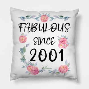 Women 20 Years Old Fabulous Since 2001 Flowers Pillow