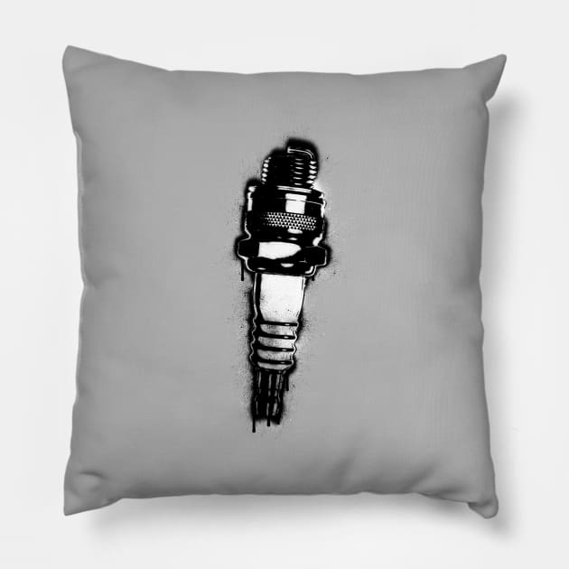 Sparkplug Graffiti Pillow by DreamStatic