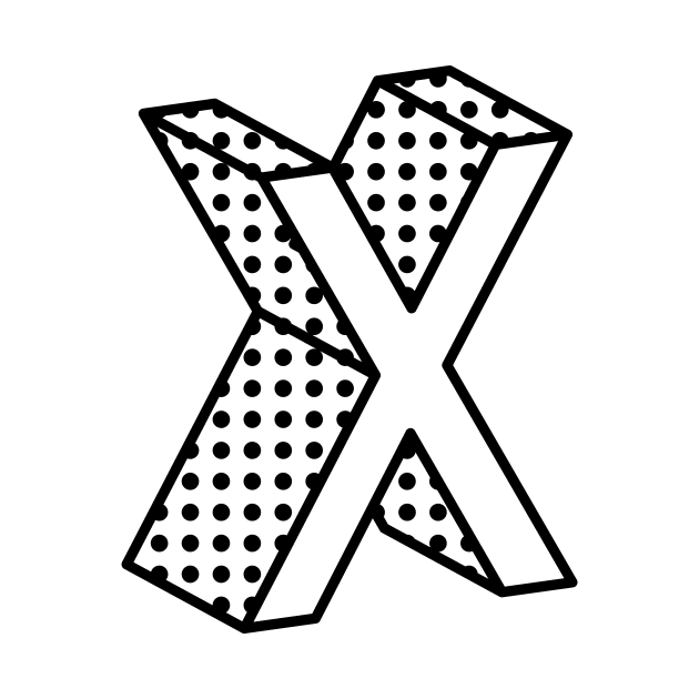 3D Ben Day Dot Isometric Letter X by murialbezanson