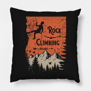 Rock climbing adventure distressed look Pillow