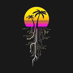 Palm Tree Synth Sunrise T-Shirt