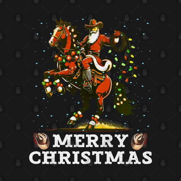 Cute Cowboy Santa Riding A Horse Christmas by Outrageous Flavors