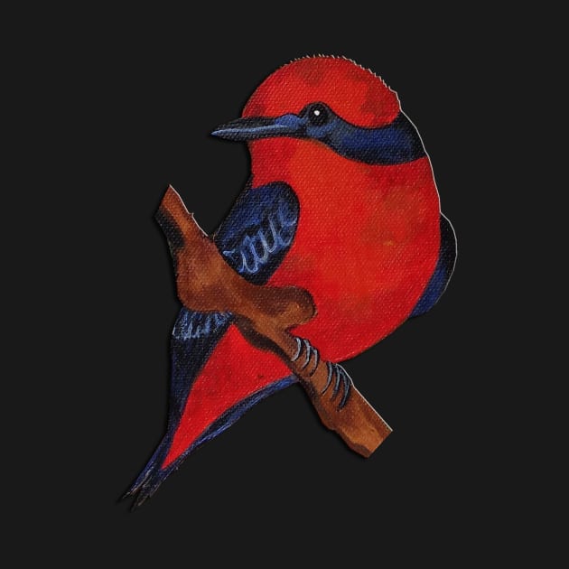 Vermilion Flycatcher cute bird by PaintingsbyArlette