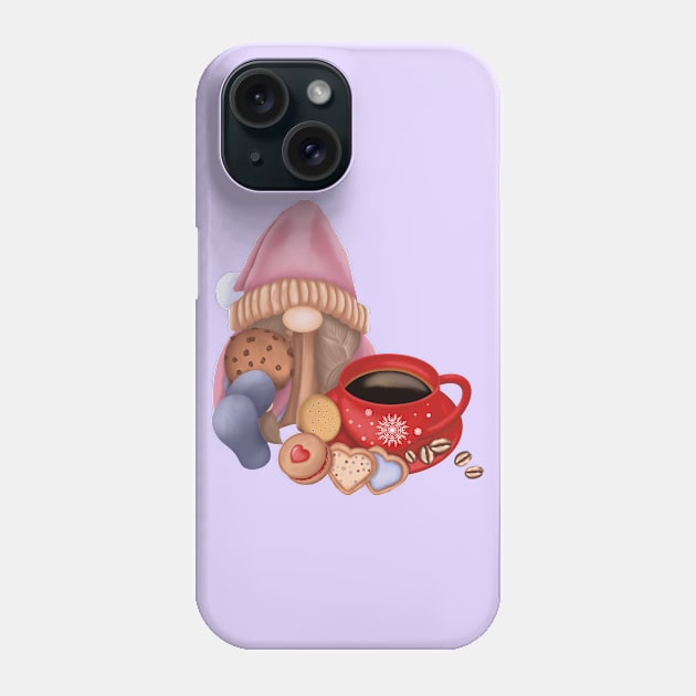 Christmas Gnome Coffee. Phone Case by Kisby