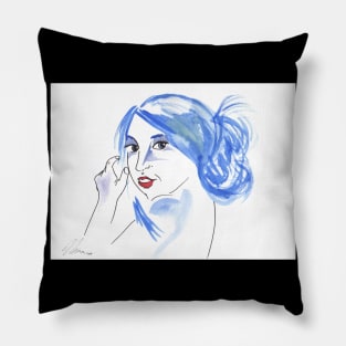 Girl With A Messy Bun Pillow