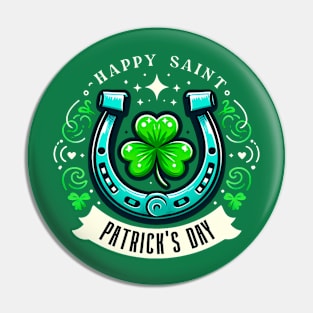 Shamrock Horseshoe - Happy Saint Patrick's Day Pin