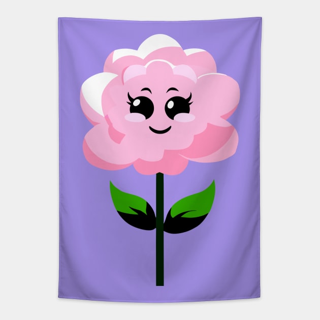 Pink Flower - Carnation, Cute Kawaii Tapestry by Ravenglow