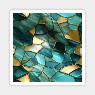 Funky Facade: Trompe-l’oeil Green Turquoise and Gold Magnet