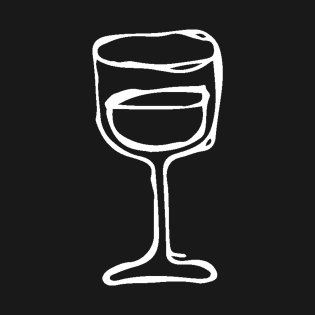 Wine Glass Doodle White by Mijumi Doodles