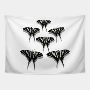 Flock of Zebra Swallowtail Butterflies with Shadows Tapestry