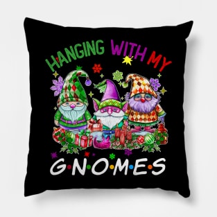 Funny Christmas Gnome Hanging With My Gnomies Family Pajamas Pillow