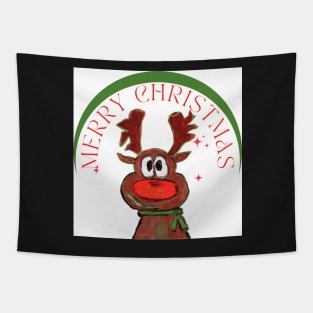 Merry deer red christmas Tapestry