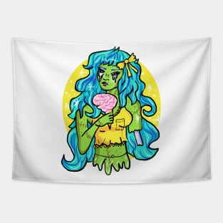 Zombie Gal Kawaii Shirt Tapestry