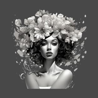 Woman with flowers on her head T-Shirt