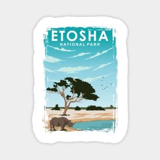 Etosha National Park Travel Poster Art Print Magnet