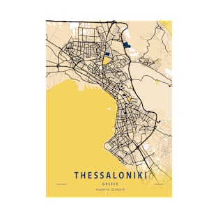 Thessaloniki - Greece Yellow City Map T-Shirt