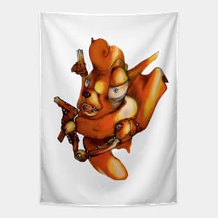 fiery chihuahua attacks with guns don't mess Tapestry