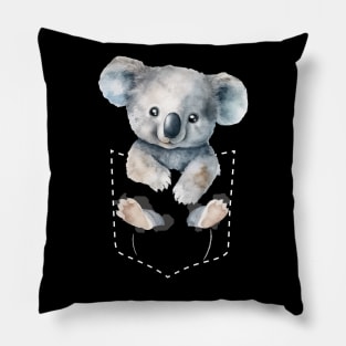 Funny koala fan carries a cute koala in fake pocket koala lover Pillow