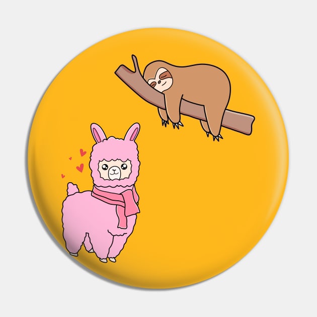 Cute Alpaca And Sloth Pin by Imutobi