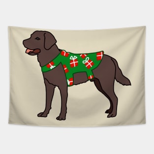 Christmas Chocolate Lab Tapestry