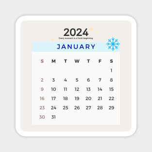 New year 2024 Calendar - January Magnet