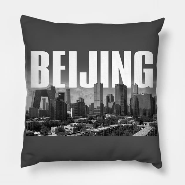 Beijing Cityscape Pillow by PLAYDIGITAL2020