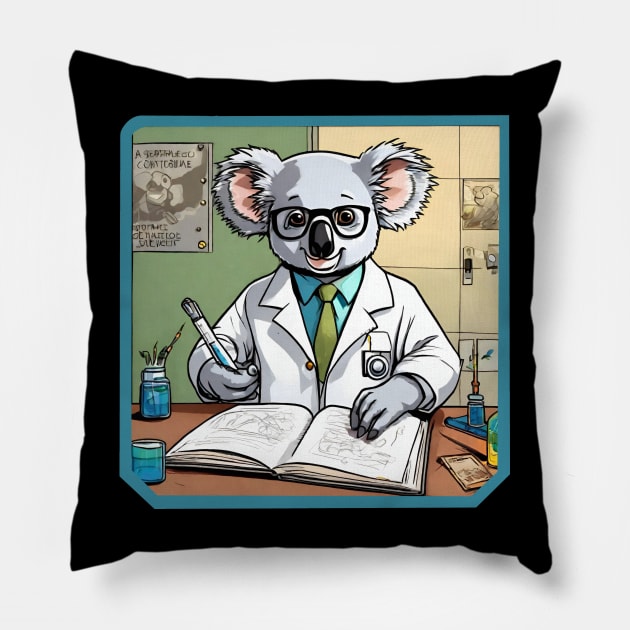 Koala scientist Pillow by Ilustradamus