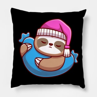 Cute Sloth Sleeping With Pillow Cartoon Pillow