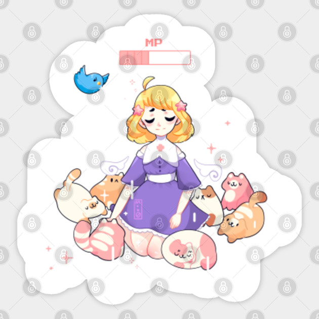Cute Cats Anime Girls Sticker Teepublic,Cartoon Earth Drawing Easy For Kids