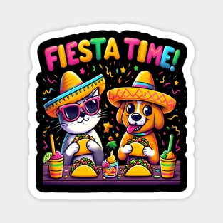funny cat dog taco Time Cinco de mayo Magnet