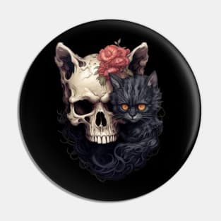 demon cat with a skull Pin