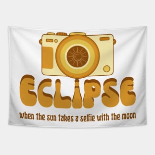 Lunar or solar eclipse photography. Vintage/retro selfie. Tapestry